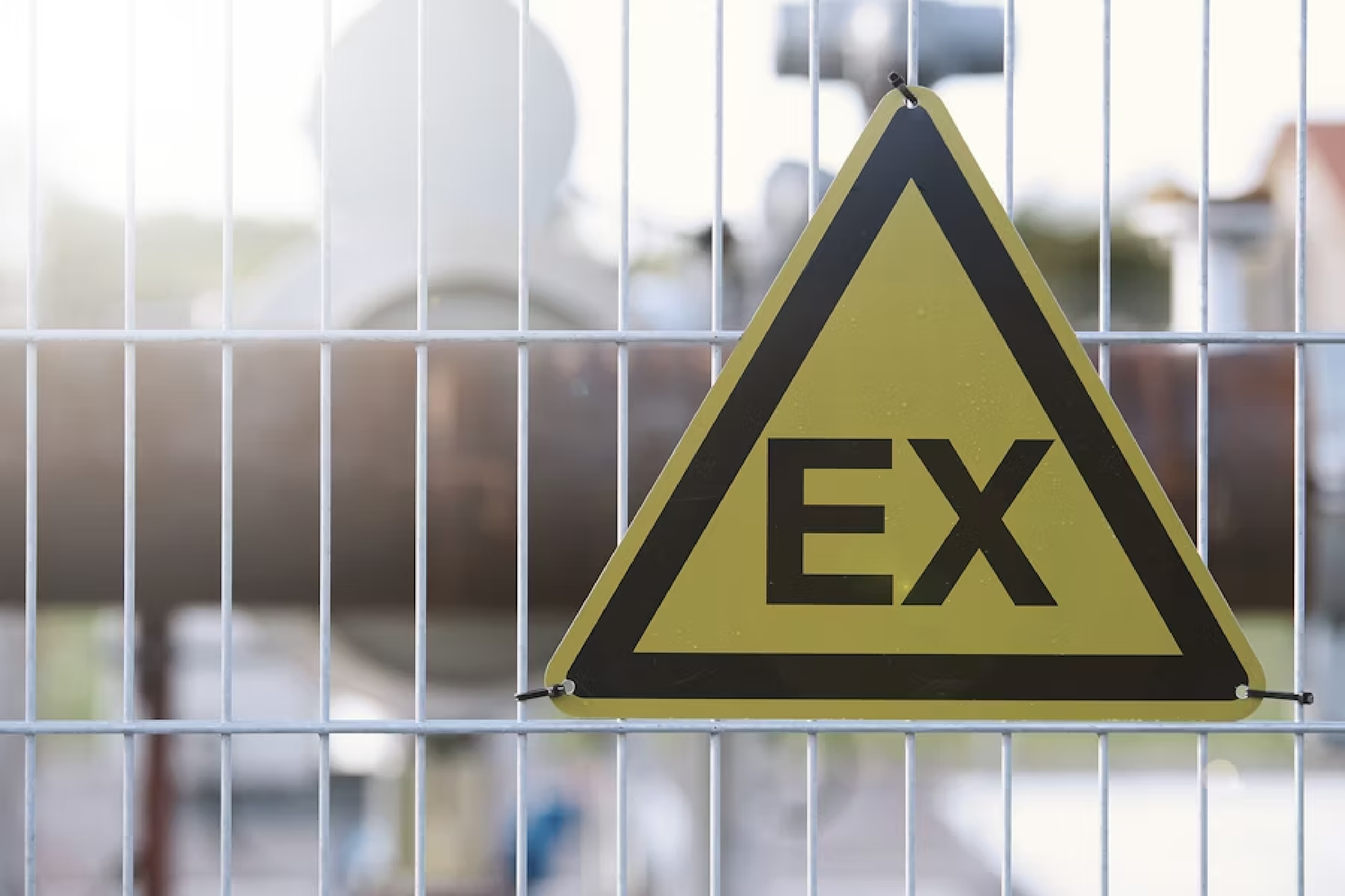 Ein Warnschild mit der Beschriftung "EX"