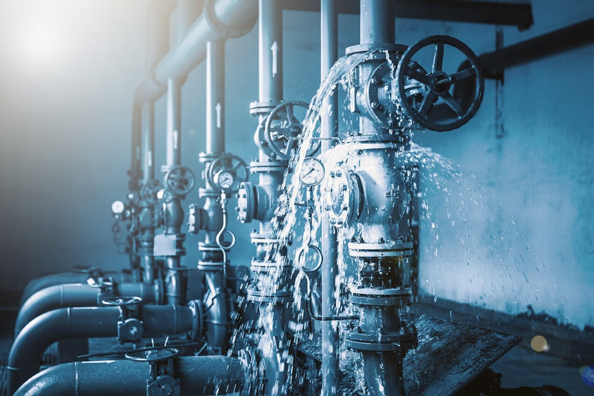 Aufnahme eines Rohrbruchs