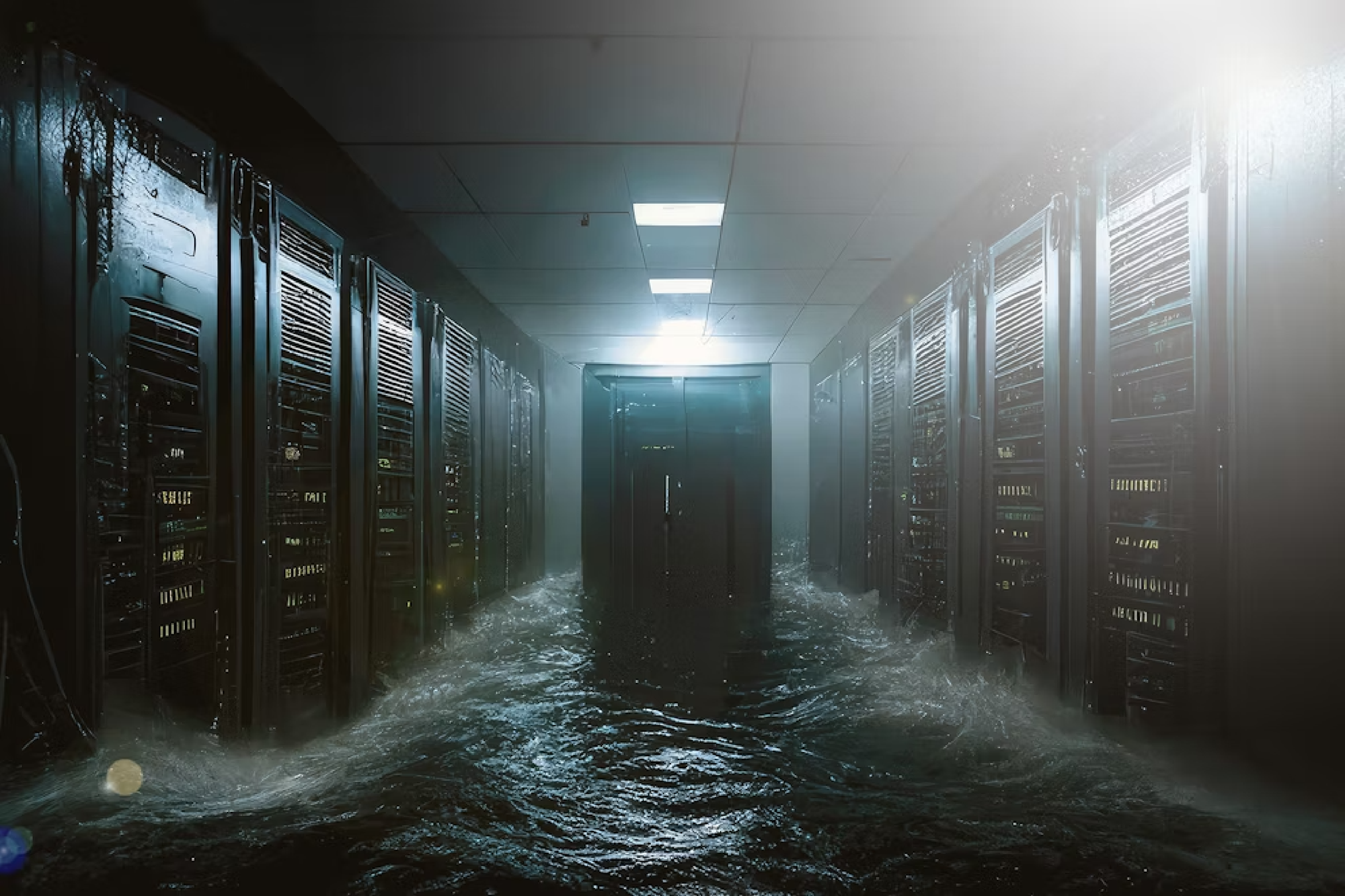 Ein überschwemmter Serverraum