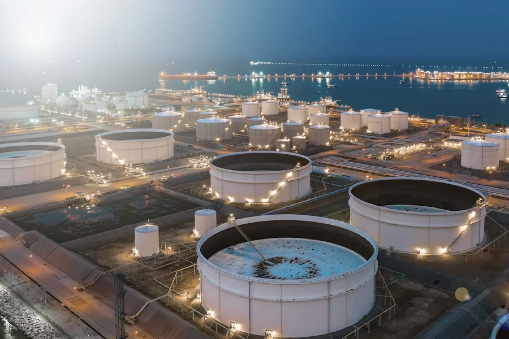 Ein Luftbild von Tanks